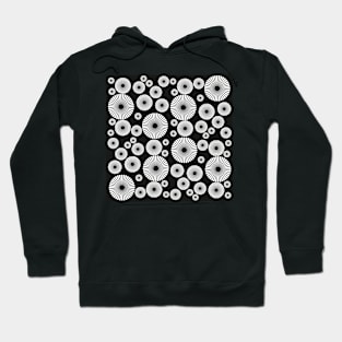 Black and white abstract seamless pattern with circle elements Hoodie